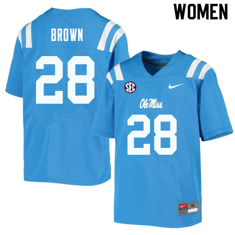 Markevious Brown Ole Miss Rebels NCAA Women's Powder Blue #28 Stitched Limited College Football Jersey WTX3758TF